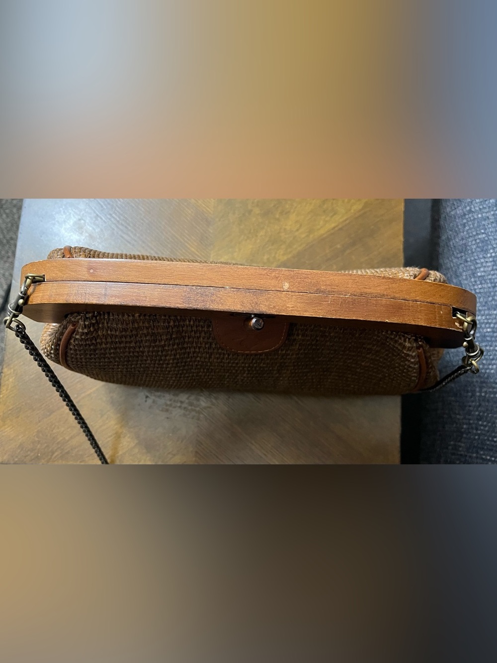 Patricia Nash Gracchi Woven Raffia Frame Satchel in Tobacco - Crossbody - Picture 7 of 9
